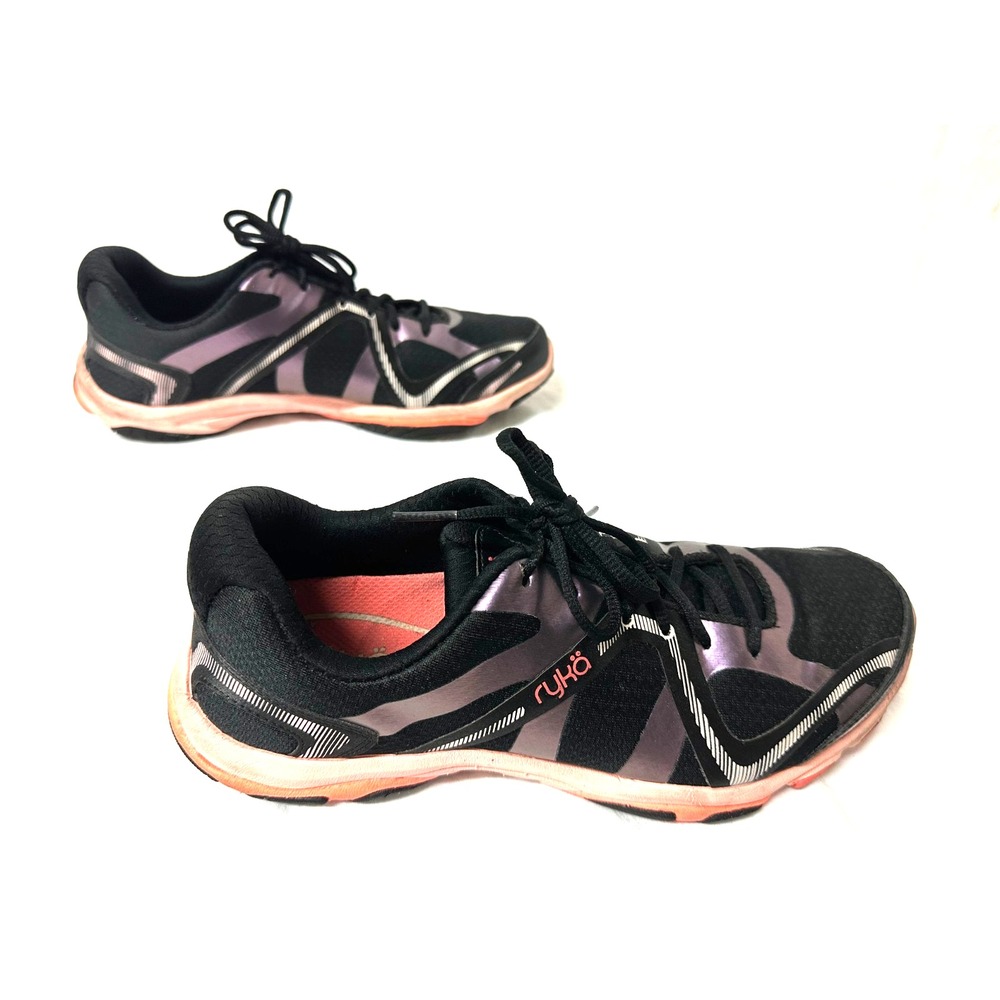 Ryka Womens Sneakers Influence 9M Black Purple Coral Cross Trainer  Shoes